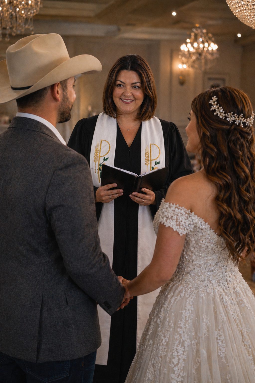 Two brides celebrating their marriage during the ceremony